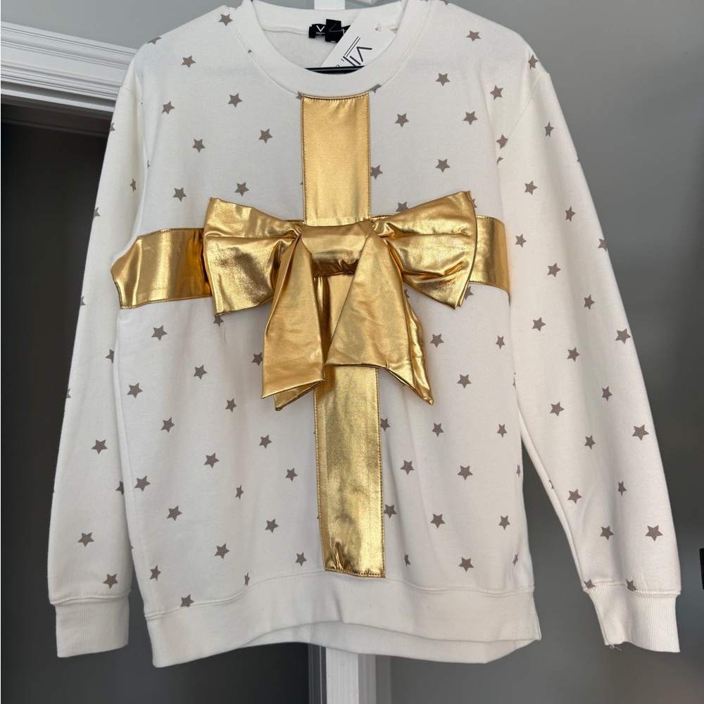 NWT vinyl icons bow and star sweatshirt